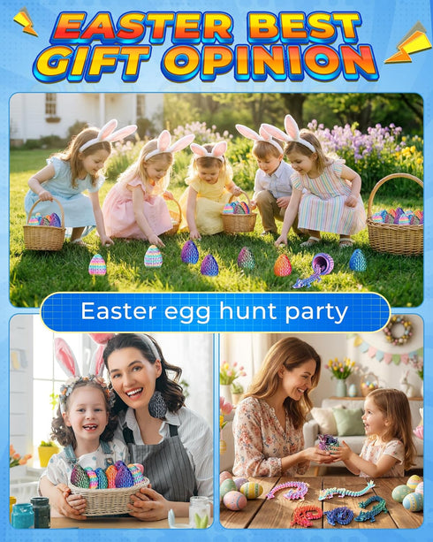 8" 3D (4Pack) Rapean Printed Dragon Eggs, Easter Basket Stuffers for Kids and Teens, Articulated Dragon Toys