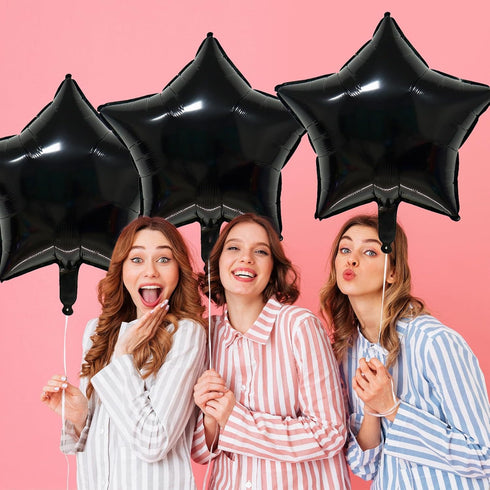 KALOR 18 Inch Black Star Mylar Balloons, 10 Pcs Star Shape Foil Helium Balloons for Wedding, Baby Shower, Birthday