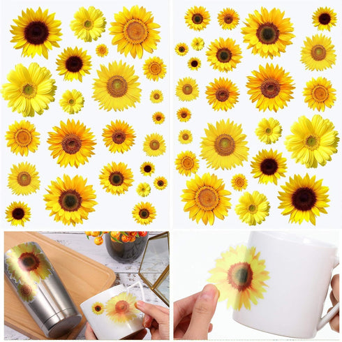 72 Piece Summer Wall Decals - Removable 3D Sunflower Stickers for Crafts, Baby, Kids & Living Room Decor