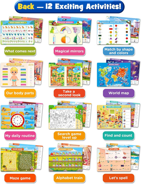 Preschool Learning Activity - Search and Find Book, Reusable Education Toys, Travel Game for Kids Ages 3-6