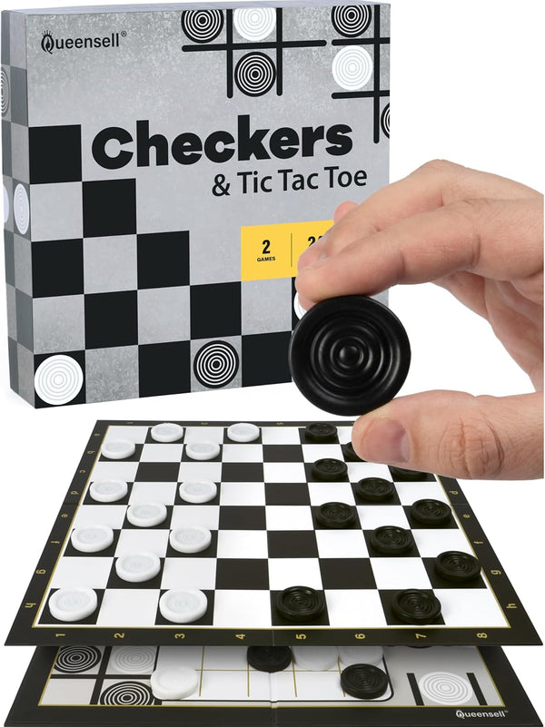 Checkers Board Game with 30 Checkers Pieces - Classic Board Game for