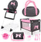 Bayer Design Dolls Travel 9 Piece Set - Black, Pink, Hearts, Accessories for Dolls Up to 18"