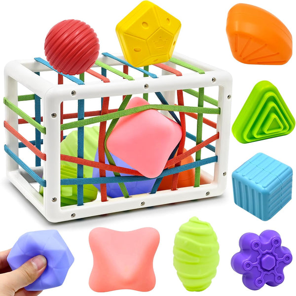 AiTuiTui Montessori Baby Toys for 1 Year Old, Shape Sorter with 3 Soft Textured Balls for Early Learning