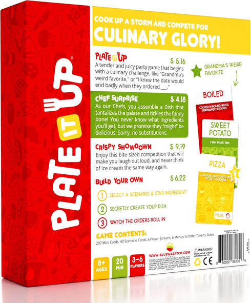 350 8+ 3-6 20 Blue Wasatch Games Plate It Up - Invent Crazy Foods, Order Your Favorite, Laugh and Win | Includes Over