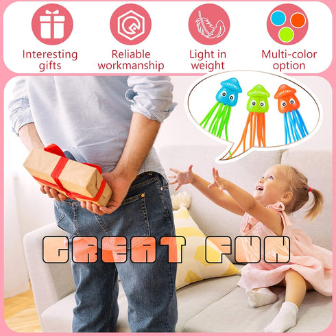 6 Swimming Summer 3 Leitee Pcs Octopus Bath Toys Squid Pool Dive Toys Sensory Stress Relief Cute Pool Diving Toys