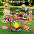 Set 50 3-5 Kids Camping Toys PCS with Campfire, BBQ Grill, Food Toy and Lantern Kids Camping Gear with Storage Bag