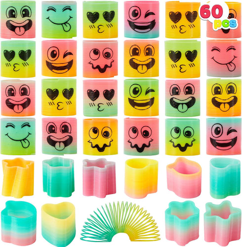 JOYIN 30 Pcs Spring Rainbow Party Favor - Mini Plastic Coil Spring Toys - Fidget Stress Bulk Toys for Kids