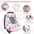 2 Floral Baby Carseat Cover Girls, Pea Pod Infant Car Seat Covers Canopy for Newborn with Layers Windows of Breathable