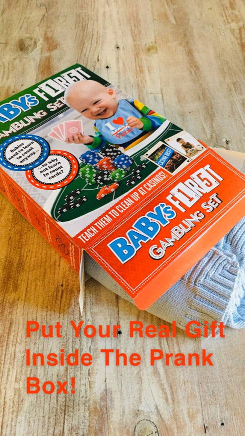 Prank Gift Box - Baby's First Gambling Kit, Perfect Gag Gift and Funny White Elephant Idea