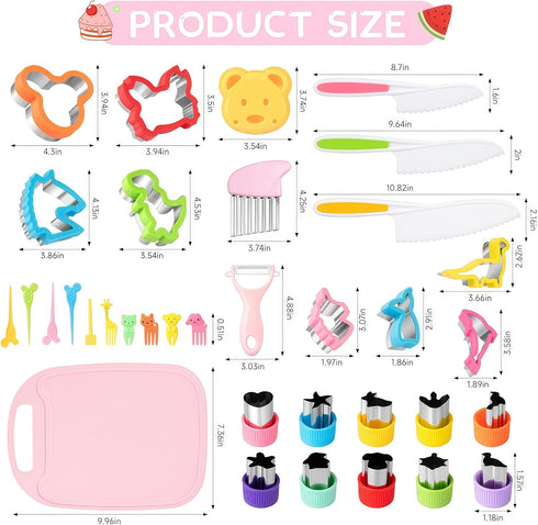 Set, Set Toddler Knife Kids Knife for Real Cooking with Vegetable Fruit Cutter Shapes Cutting Board Kid Safe Knives