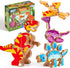 HUZU Dinosaur Building Blocks, Wooden Dino Snap Blocks, Snap Dinosaur Toys for Kids