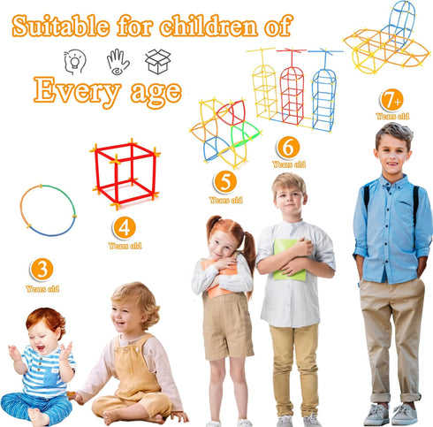 RAINBOW TOYFROG Building Straws and Connectors - 300 Pcs STEM Blocks Construction Toys for Boys & Girls