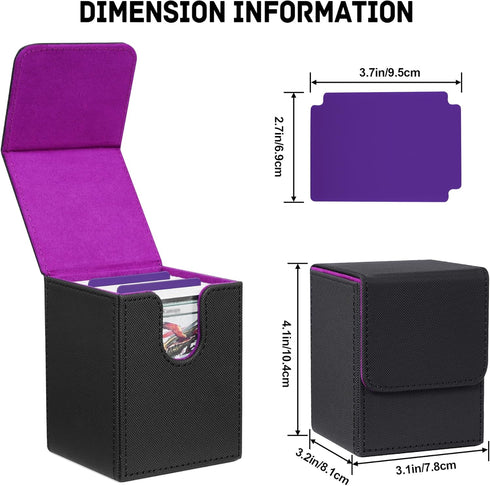 Set) ZLCA Card Deck Box for Trading Cards,PU Leather Magnetic Card Storage Box Fits for TCG CCG Magic Game Cards(Black
