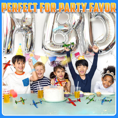 12-Pack 8-Inch Bedwina Glider Planes Bulk Bomber Airplane Gliders for Kids, Foam Paper Airplane Kit For Birthday