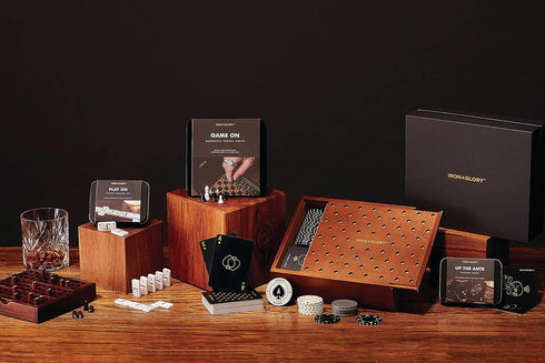 Iron & Glory Line Up Luxury Strategy Board Game, Wooden Folding, Classic Family Games, Brown