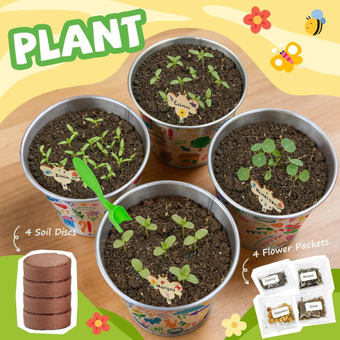 Set 4 5, 6, 7, 8-12 Paint & Plant Flower Growing Kit for Kids - Easter Gifts for Kids Gardening with Pots - Unique