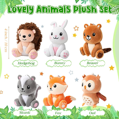 6 4 Inch Aoriher Pcs Mini Woodland Animals Stuffed Gift Cute Bear Rabbit Squirrel Raccoon Stuffed Keychain for Shower