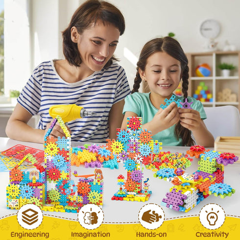 234 Set 3+ Pycoal Gears Building Blocks, STEM Educational Toys PCS Gears Building Toys Kids Tool with Electric Drill