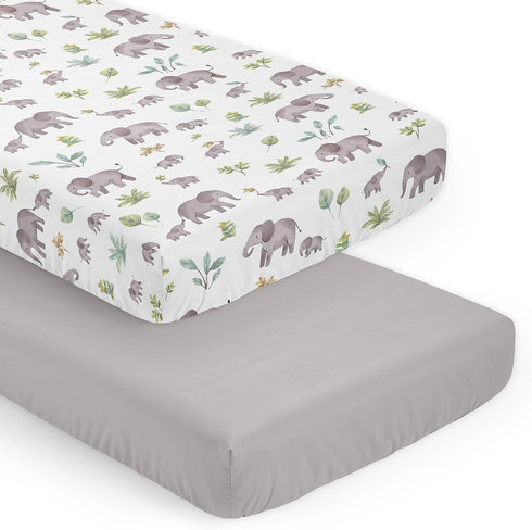 Sweet Jojo Designs Watercolor Elephants Boy Girl Gender Neutral Baby Fitted Crib