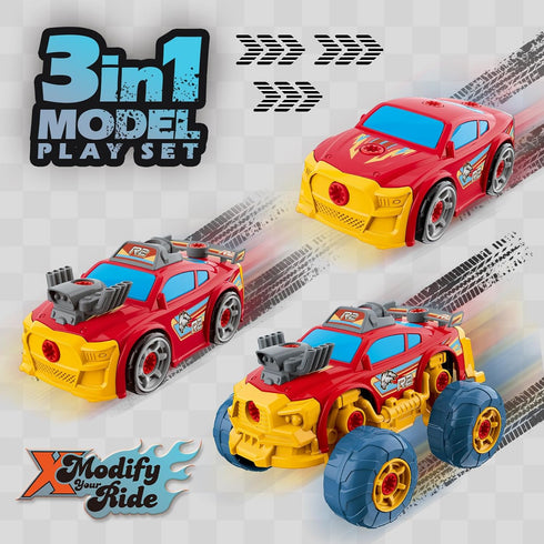 Pup Go 3-in-1 46Pcs 3 4 5 6 7 8 9 Take Apart Car for Boys with Electric Drill, Construction Toy Truck, Build Your Own