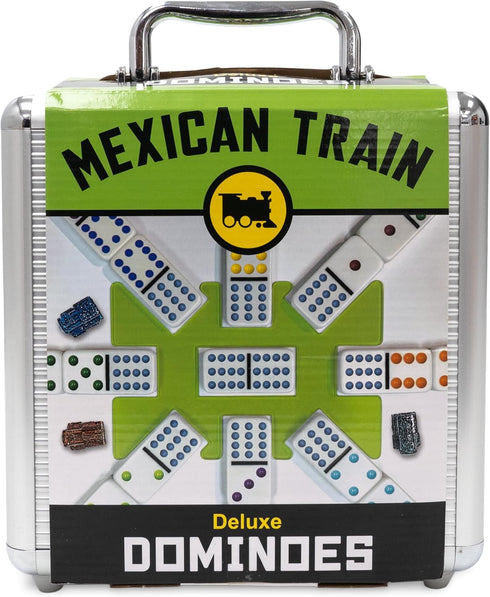 Set 2 8 8 99 Front Porch Classics, Mexican Train Domino On-The-Go Aluminum Carrying Case, to Players Ages