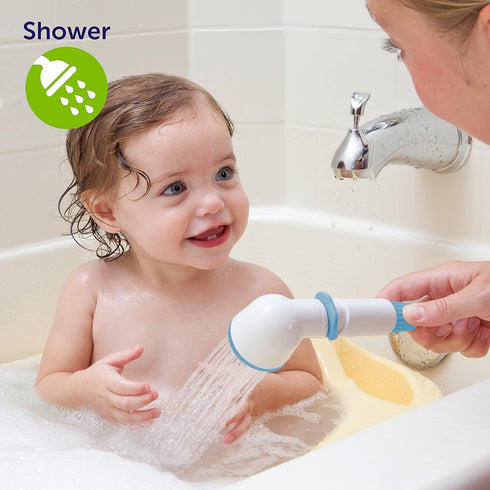 2-in-1 10-foot Playtex Baby Shower Sprayer for Baby and Toddler Bath Time, Blue/White, Hose