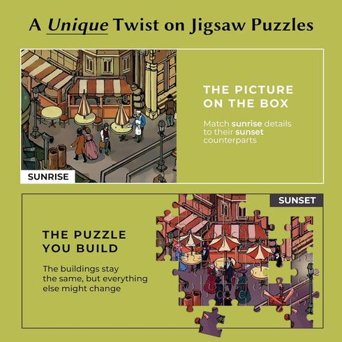2 Sunset 1000 Time Warp Puzzle Series Sunrise to Hidden Scene | Piece Jigsaw Puzzle for Adults | Discover a Story that