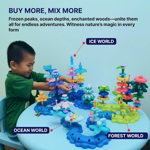 3-5+, 79 Set 10 (ICY-World-L2 ICY World Building Toys for Girls & Boys Age PCs Large Block Arctic Animals with Figures