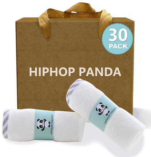 HIPHOP PANDA Baby Washcloths, Rayon Made from Bamboo - 2 Layer Ultra