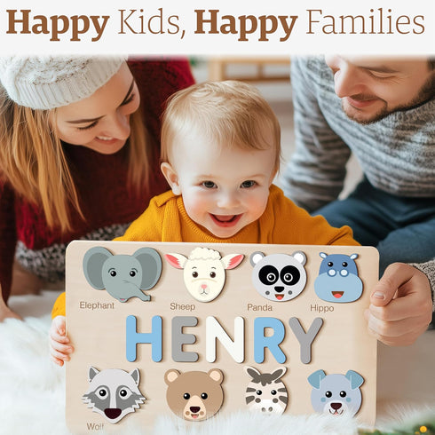 1-3 12 1st Zuzu Puzzle Personalized Name Puzzle for Toddlers | Safari, Farm & Themes | Handmade Wooden Montessori Toy