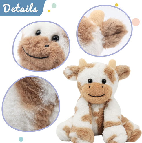 Hopearl Adorable Plush Cow Toy - Floppy Dairy Cattle Soft Stuffed Animal, Cute Birthday Gift for Kids