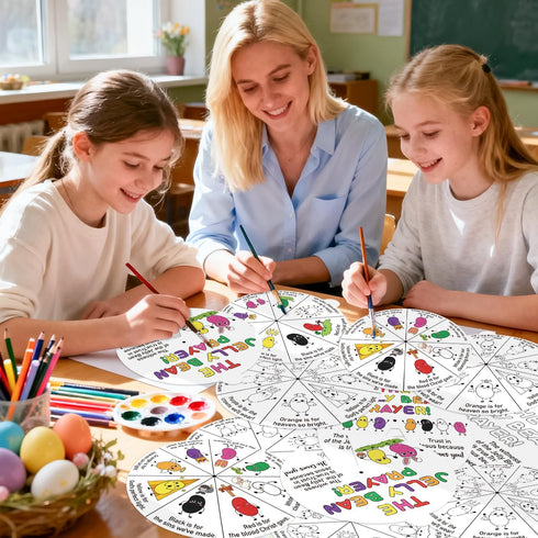 24 Sets COcnny Easter Coloring Craft for Kids - Color Your Own Jelly Bean Art Craft Cards, DIY Coloring The Jellybean