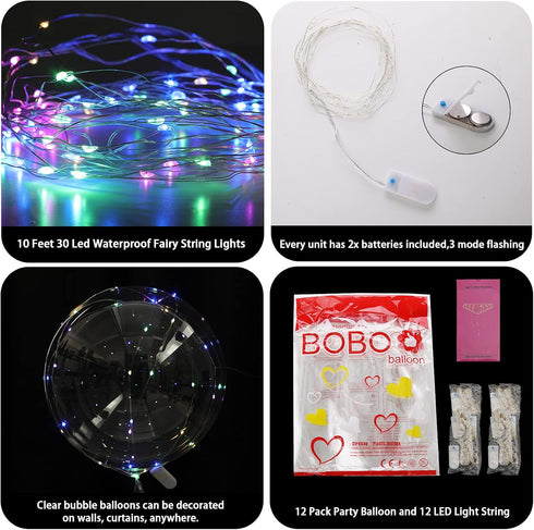 18 Packs Light Up LED Balloons - Cell Battery Included, 3 Modes Flashing, Perfect for Birthday Wedding Decorations (4