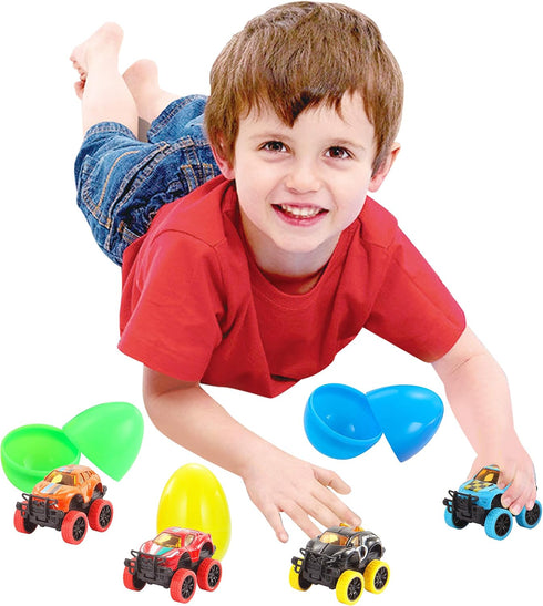 12 Pullback JOYIN Pcs Monster Cars Filled Easter Eggs for Basket Stuffers/Fillers, Easter Eggs Hunt, Party Favor