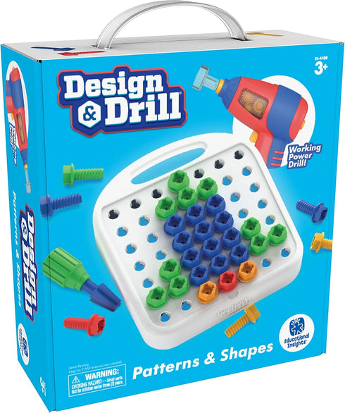 Set 3+ Educational Insights Design & Drill Patterns & Shapes - Creative Construction Toys, Kids Tool with Real Electric