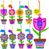 24 Sets Summer Winlyn Potted Flower Craft Kits DIY Potted Flower Ornaments Decorations Tulip Sunflower Foam Stickers