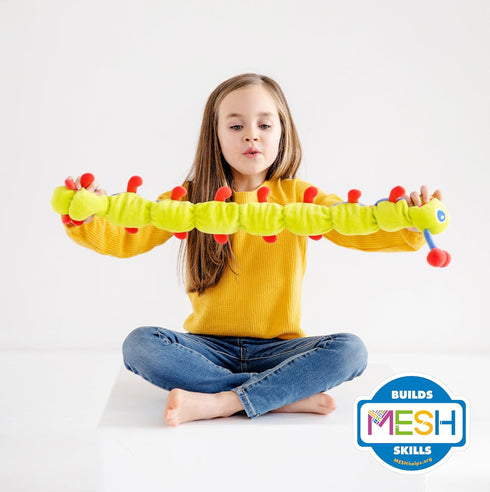Calmee the Caterpillar Weighted Sensory Plush Toy for Kids, Breathing Exercise & Calming Tool for Focus and Emotional