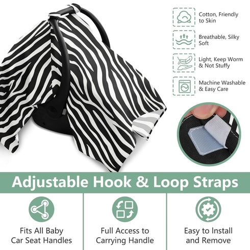 Mazeann Black Zebra Print White Car Seat Cover Baby Breathable Soft Infant Carseat Covers Canopies Babies Carrier