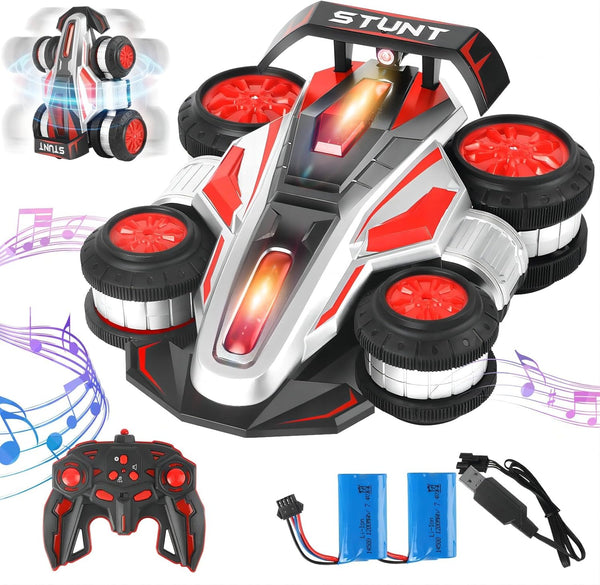 RC Cars - 2.4 GHz Fast Stunt RC Car, 4WD 360° Rotating Trucks with Lights & Music, Off Road Toy for Kids
