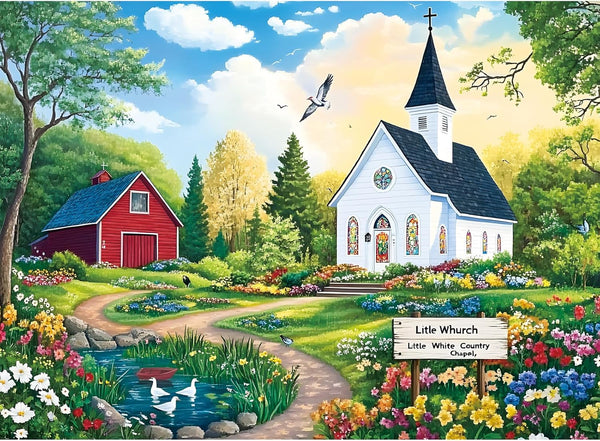 Nitktaia 300 Piece Puzzles for Adults,Holy Little White Chapel Puzzle for Adults Kids