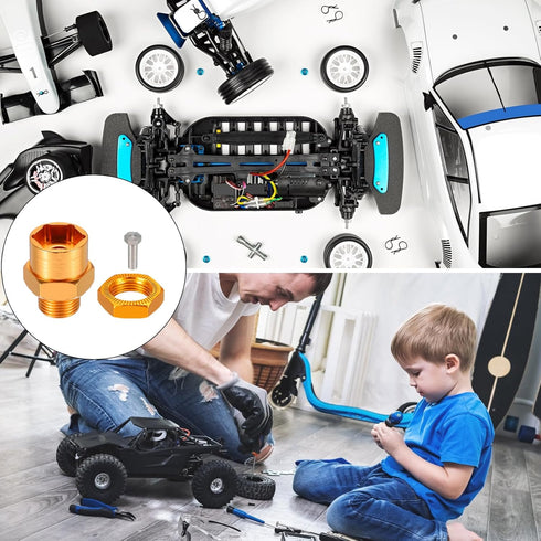 MECCANIXITY Wheel Hex Hub Adapter with M4 Threaded Axle, 12mm to 17mm Extension Conversion Nuts for 1/10 & 1/8 Car