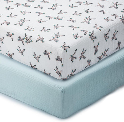 LollyBanks Muslin Crib Sheets 2 Pack, Soft and Breathable Baby Crib Sheets