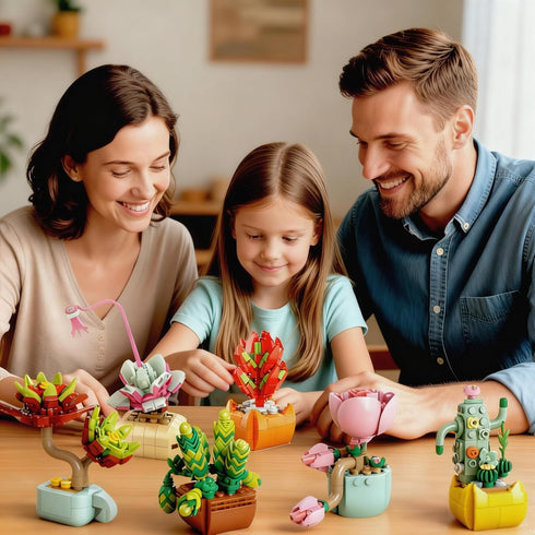 10 Pack Set 990 Sawaruita Succulent Mini Plant Building Blocks for Adults - Pcs Flower Botanical Collection Home Office