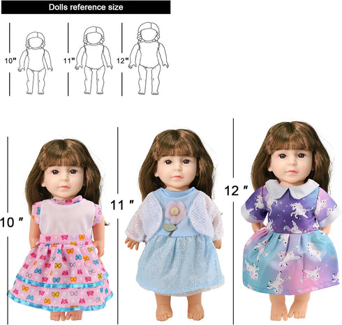 AISYAH Clothes,12 Sets 12 13 14 Inch Girl Doll Doll Clothes Dress for Dolls, Lovely Baby Doll Outfits Accessories