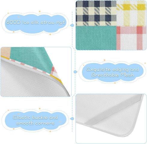 SyXIOP 28" 52" Colored Checkerboard Cooling Baby Crib Mattress Cover x Washable Bed pad for Baby&Toddler