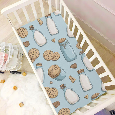 Mazeann 52" 28" 9" Milk Bottle Cookies Cute Crib Sheets Soft Breathable Fitted Baby Crib Sheets Mattress Cover