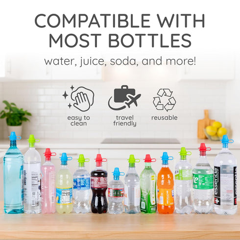 100% 3 Pack Kiddikap Original Water Bottle Topper for Toddlers Silicone Sippy Top Spout with Protective Cap makes the
