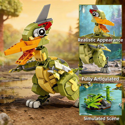 2-in-1 626 6-12 MENTOJOY Pterosaur & Crocodile Building Blocks Model- Pcs Jurassic STEM Toy | Kids Ages