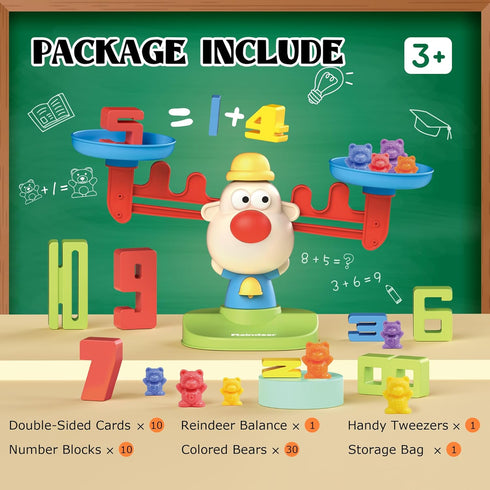 Bmag Balance Math Toys, 3 in 1 Counting, Stacking, and Balancing Game for Kids, STEM Educational Activities