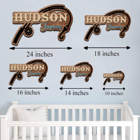Country Personalized Name Sign for Baby Boy Room, Fisherman Theme Nursery Decor, Kids Wall Art